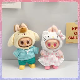 Kawaii Cartoon Anime Cosplay Clothing for 17cm Labubu Mini Plush Dolls Cute Costume Outfits Handmade Dolls Accessories Good Gift