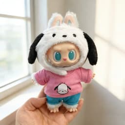 Kawaii Cartoon Anime Cosplay Clothing for 17cm Labubu Mini Plush Dolls Cute Costume Outfits Handmade Dolls Accessories Good Gift
