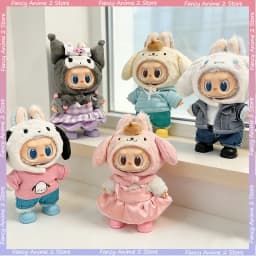 Kawaii Cartoon Anime Cosplay Clothing for 17cm Labubu Mini Plush Dolls Cute Costume Outfits Handmade Dolls Accessories Good Gift