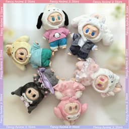 Kawaii Cartoon Anime Cosplay Clothing for 17cm Labubu Mini Plush Dolls Cute Costume Outfits Handmade Dolls Accessories Good Gift