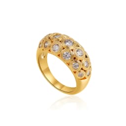 Fashion Oval Zircon Crystal Chunky Bilayer Round Rings for Women Stainless Steel Finger Ring Wedding Aesthetics Jewelry