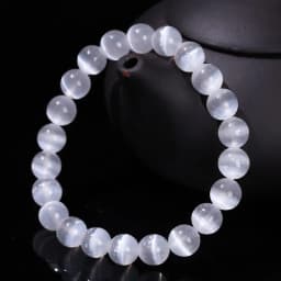 JD Natural White Selenite Stone Bead Bracelet Women Men 100% Real Gypsum Round Stone 6 8 10mm Stretch Bangles Mineral Yoga Gift