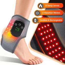 Red Light Ankle Brace 5 Heat Levels 3 Vibration Modes 40 LEDs Infrared Warmth Wrap 1800mAh Rechargeable Ankle Recovery Care