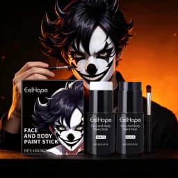Black White Face Body Paint Kit Cover Foundation Clown Colorful Long Lasting Waterproof Halloween Festive Makeup Accessories Set