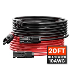 SucceBuy Solar Panel Extension Cable 20FT Black + 20FT Red / 30FT Black + 30FT Red / 50FT Black + 50FT Red / 100FT Black + 100FT Red 10AWG with Female & Male Waterproof Connectors 6mm² PV Cable for Home Ship