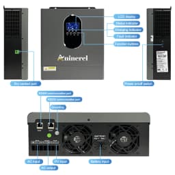 Aninerel 4.2W 120V Hybrid Inverter Off Grid Pure Sine Wave solar Inverter 24V 120A PV Max 6200W 50Hz/60Hz for LCD Display