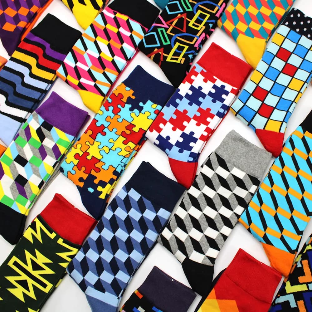 Male Tide Brand men cotton Socks Gradient Color summer Style long wedding sock Men's High Funny Happy Business Socks man sox