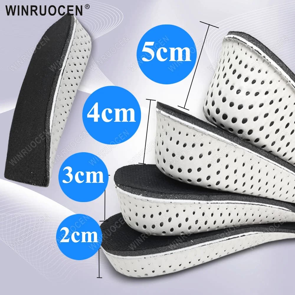 1/2 Pairs 2/3/4/5cm Height Increase Insoles Unisex Memory Foam Heel Lifts Breathable Sweat Absorbent Elevator Shoe Pads Insoles