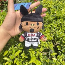 Playboi Carti 10CM Hello Kitty Outfit Bunny Ears Stuffed toy keychain kawaii Stuffed doll Rap Kitty cat Creative Backpack Charm