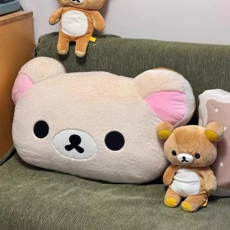 Rilakkuma Bear Plush Pillow Dual Sided Large Soft Bedside Cushion Nap Pillow Dormitory Stuffed Doll Gifts For Girlfriend