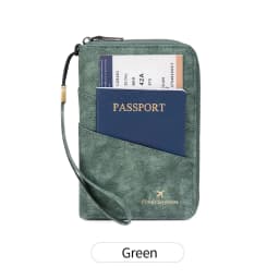 Multifunctional Anti-Theft RFID Women's Passport Holder Portable Zippered Storage Bag Passport Holder with a Hidden AirTag Pocke