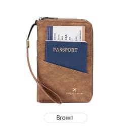 Multifunctional Anti-Theft RFID Women's Passport Holder Portable Zippered Storage Bag Passport Holder with a Hidden AirTag Pocke