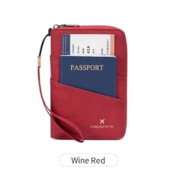 Multifunctional Anti-Theft RFID Women's Passport Holder Portable Zippered Storage Bag Passport Holder with a Hidden AirTag Pocke