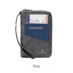 Multifunctional Anti-Theft RFID Women's Passport Holder Portable Zippered Storage Bag Passport Holder with a Hidden AirTag Pocke