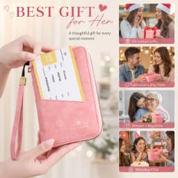 Multifunctional Anti-Theft RFID Women's Passport Holder Portable Zippered Storage Bag Passport Holder with a Hidden AirTag Pocke