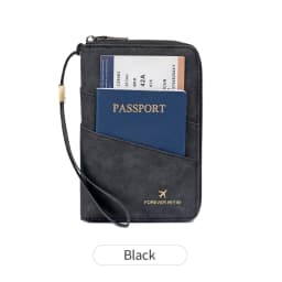 Multifunctional Anti-Theft RFID Women's Passport Holder Portable Zippered Storage Bag Passport Holder with a Hidden AirTag Pocke