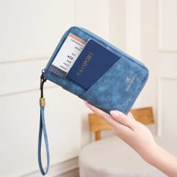 Multifunctional Anti-Theft RFID Women's Passport Holder Portable Zippered Storage Bag Passport Holder with a Hidden AirTag Pocke
