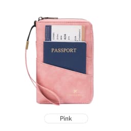 Multifunctional Anti-Theft RFID Women's Passport Holder Portable Zippered Storage Bag Passport Holder with a Hidden AirTag Pocke