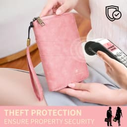 Multifunctional Anti-Theft RFID Women's Passport Holder Portable Zippered Storage Bag Passport Holder with a Hidden AirTag Pocke
