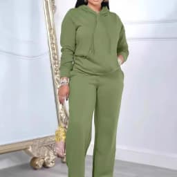 Dres Sportowy Damski Solid Color Hooded Sweatshirt Pants Casual Long-sleeved Autumn Winter Suit Two Piece Set Women Outfit 2025
