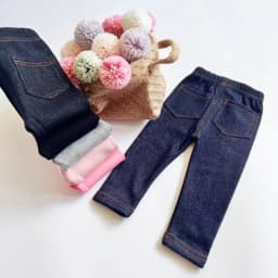 New Winter Children's Jeans Boys and Girls' Solid Color Thin Velvet Elastic Belt Jeans Infant Elastic Denim Pants 1-6Y