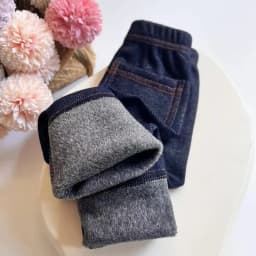 New Winter Children's Jeans Boys and Girls' Solid Color Thin Velvet Elastic Belt Jeans Infant Elastic Denim Pants 1-6Y