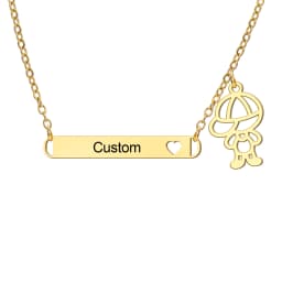 Jeshayuan New Trend Boy Girl Engraved Custom Name Necklace For Kids Stainless Steel Box Chain Necklaces Family Jewelry Gift