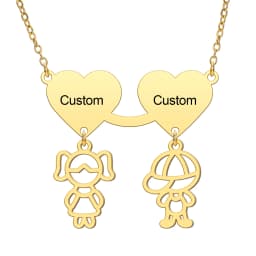 Jeshayuan New Trend Boy Girl Engraved Custom Name Necklace For Kids Stainless Steel Box Chain Necklaces Family Jewelry Gift