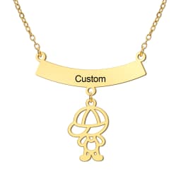 Jeshayuan New Trend Boy Girl Engraved Custom Name Necklace For Kids Stainless Steel Box Chain Necklaces Family Jewelry Gift