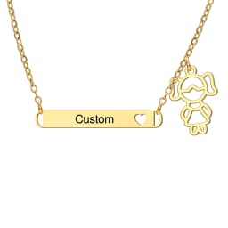 Jeshayuan New Trend Boy Girl Engraved Custom Name Necklace For Kids Stainless Steel Box Chain Necklaces Family Jewelry Gift