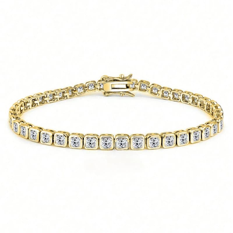 Handmade 14K Gold 3mm Lab Diamond Bangle Bracelet Engagement Wedding Bracelets for Women Bridal Trendy Party Jewelry