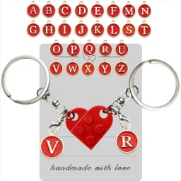 Personalized Brick Matching Heart Keychain for Couple Boyfriend Girlfriend Valentines Day Gifts Sweet Couple Keyring