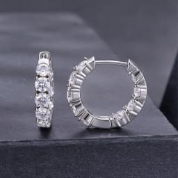 Bamoer U Moissanite Hoop Earrings 925 Sterling Silver Full 0.1CT Moissanite Design Certified Earrings Women Fine Jewelry Wedding
