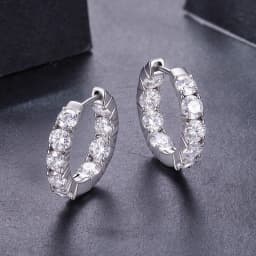 Bamoer U Moissanite Hoop Earrings 925 Sterling Silver Full 0.1CT Moissanite Design Certified Earrings Women Fine Jewelry Wedding