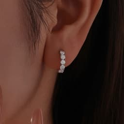 Bamoer U Moissanite Hoop Earrings 925 Sterling Silver Full 0.1CT Moissanite Design Certified Earrings Women Fine Jewelry Wedding