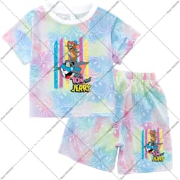 2026 Tom and Jerry T-shirt and Shorts Set Cartoon Anime Pattern Printed T-shirts Unisex Summer Clothes Fashion Comfortable Tee