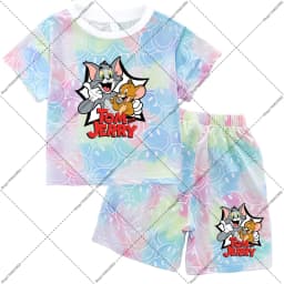 2026 Tom and Jerry T-shirt and Shorts Set Cartoon Anime Pattern Printed T-shirts Unisex Summer Clothes Fashion Comfortable Tee