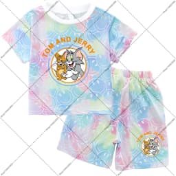 2026 Tom and Jerry T-shirt and Shorts Set Cartoon Anime Pattern Printed T-shirts Unisex Summer Clothes Fashion Comfortable Tee