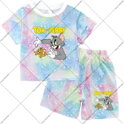 2026 Tom and Jerry T-shirt and Shorts Set Cartoon Anime Pattern Printed T-shirts Unisex Summer Clothes Fashion Comfortable Tee