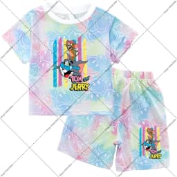 2026 Tom and Jerry T-shirt and Shorts Set Cartoon Anime Pattern Printed T-shirts Unisex Summer Clothes Fashion Comfortable Tee