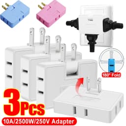 1-3Pcs 3 Way Flat Plug Adapter Power Wall Plug US Extension Plug Adapters Portable Foldable Extension Travel Converter Socket