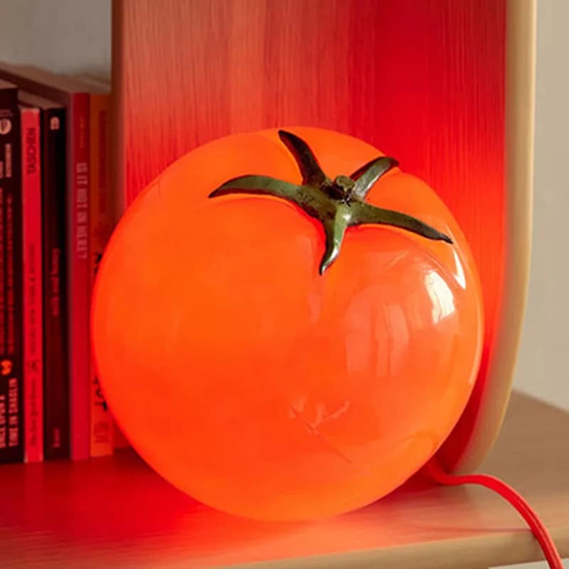Red Resin Tomato Table Lamp Lovely Home Decoration Atmosphere Lighting Fixtures 3 Changeable EU AU US Plug