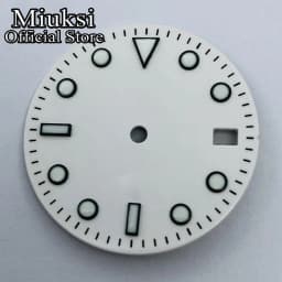 Miuksi 29mm black white blue green watch dial luminous dial fit NH34 NH35 movement