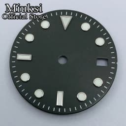 Miuksi 29mm black white blue green watch dial luminous dial fit NH34 NH35 movement