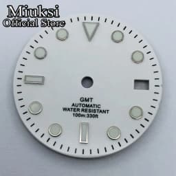 Miuksi 29mm black white blue green watch dial luminous dial fit NH34 NH35 movement
