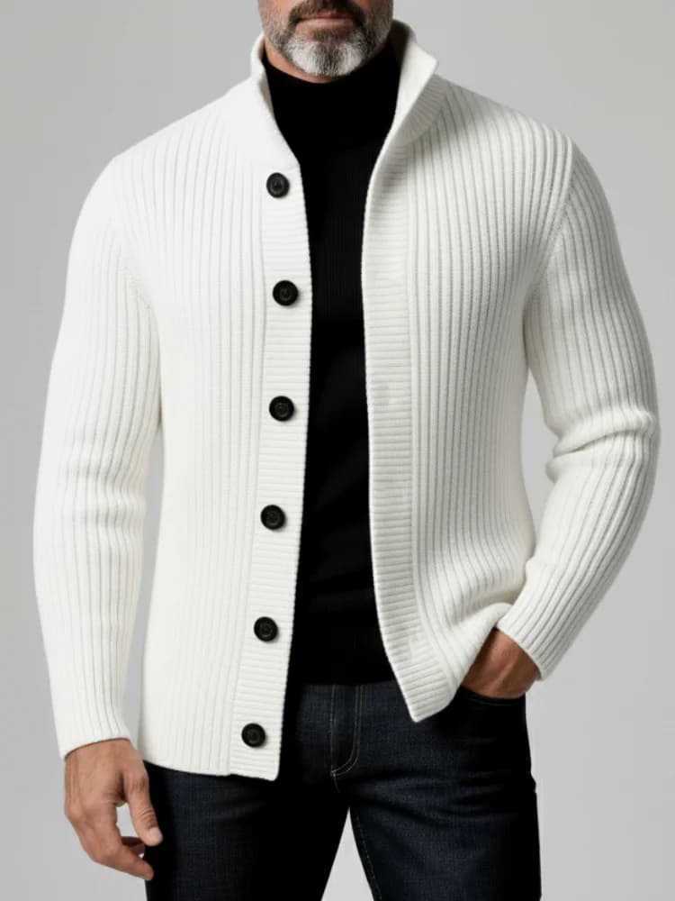 High Quality Spring Autumn Knit Cardigan Men Solid Color Smart Casual Single Breasted Outerwear Long Sleeve Knitted Sweatercoat