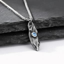 Blue Wishing Stone Necklaces for Men Boys,Trendy Hip Hop Metal Pendant Necklaces,Vintage Birthday Party Male Jewelry Gift