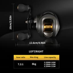 Rooblinos AK Series,7.2:1 Gear Ratio,2+1 Ball Bearing,18LB Max Drag,Baitcasting Reel,For Freshwater Saltwater