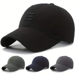 Solid Color Baseball Cap 3‑Bar Raised Embroidery Adjustable Back Closure Lightweight Sun‑Protective Hat for Fishing Travel Wear