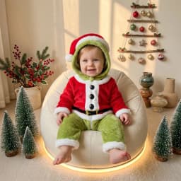 Baby Christmas Romper Long Sleeve Hooded Romper Green Monster Costume Xmas Clothes